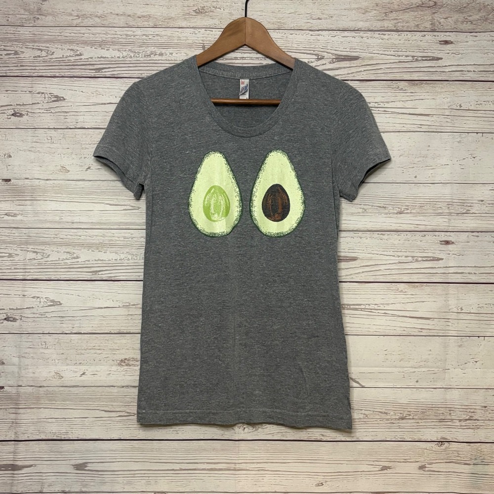 American Apparel The Track Shirt Gray Avocado Graphic Tee Medium
